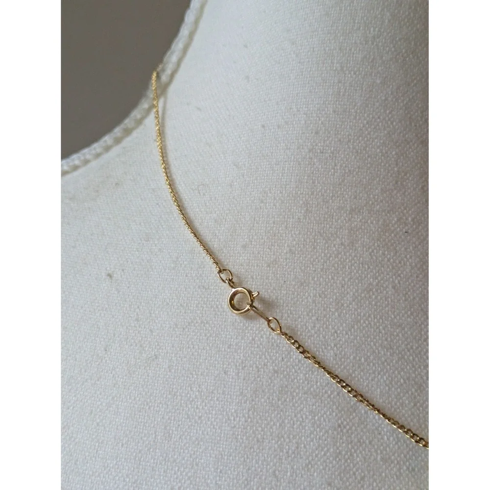 Dainty Pendant Necklace Gold Tone & Dark Smoky Brown Classic Everyday Wear 14